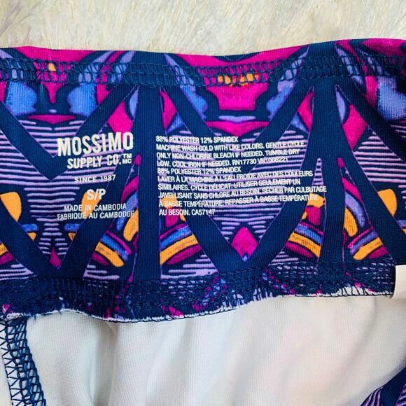 Tribal Floral Bright Leggings Sz Small Blue Pink Purple - Picture 3 of 5